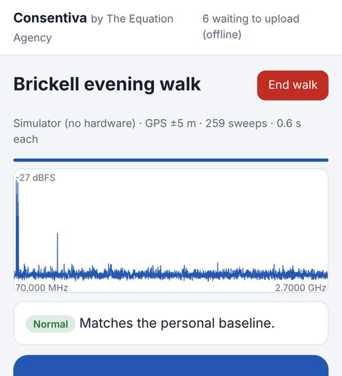 Recording with no signal: 6 measurements waiting to upload while offline